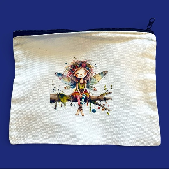 Alaska wild Rose designs Handbags - Fairy Art Canvas Cosmetic or Feminine Pouch Bag. Handmade